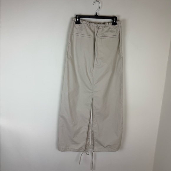 Helsa NEW Workwear Long Y2K Khaki Cotton Casual Tan Maxi Skirt in Taupe Size S - Picture 6 of 9